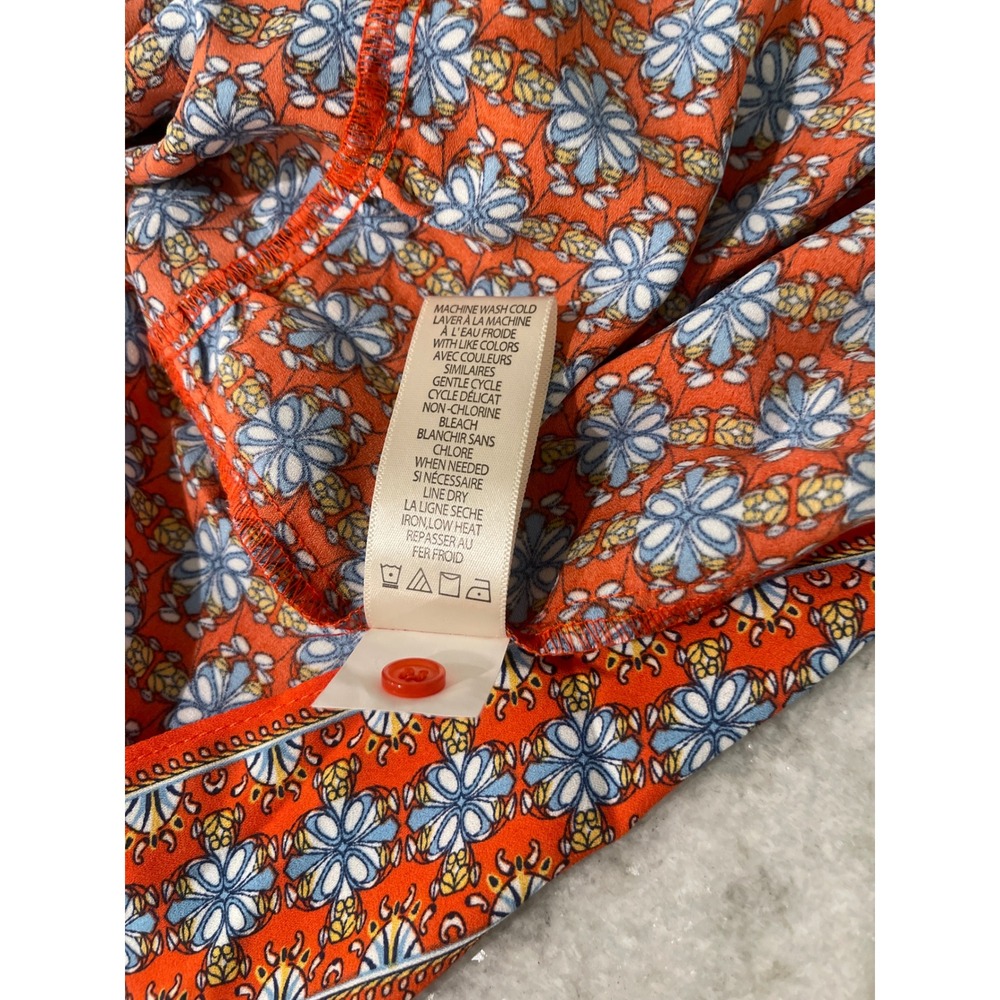 Max Studio Midi Dress Womens Small Orange Blue Floral Tiered Prairie Bohemian - Picture 12 of 12
